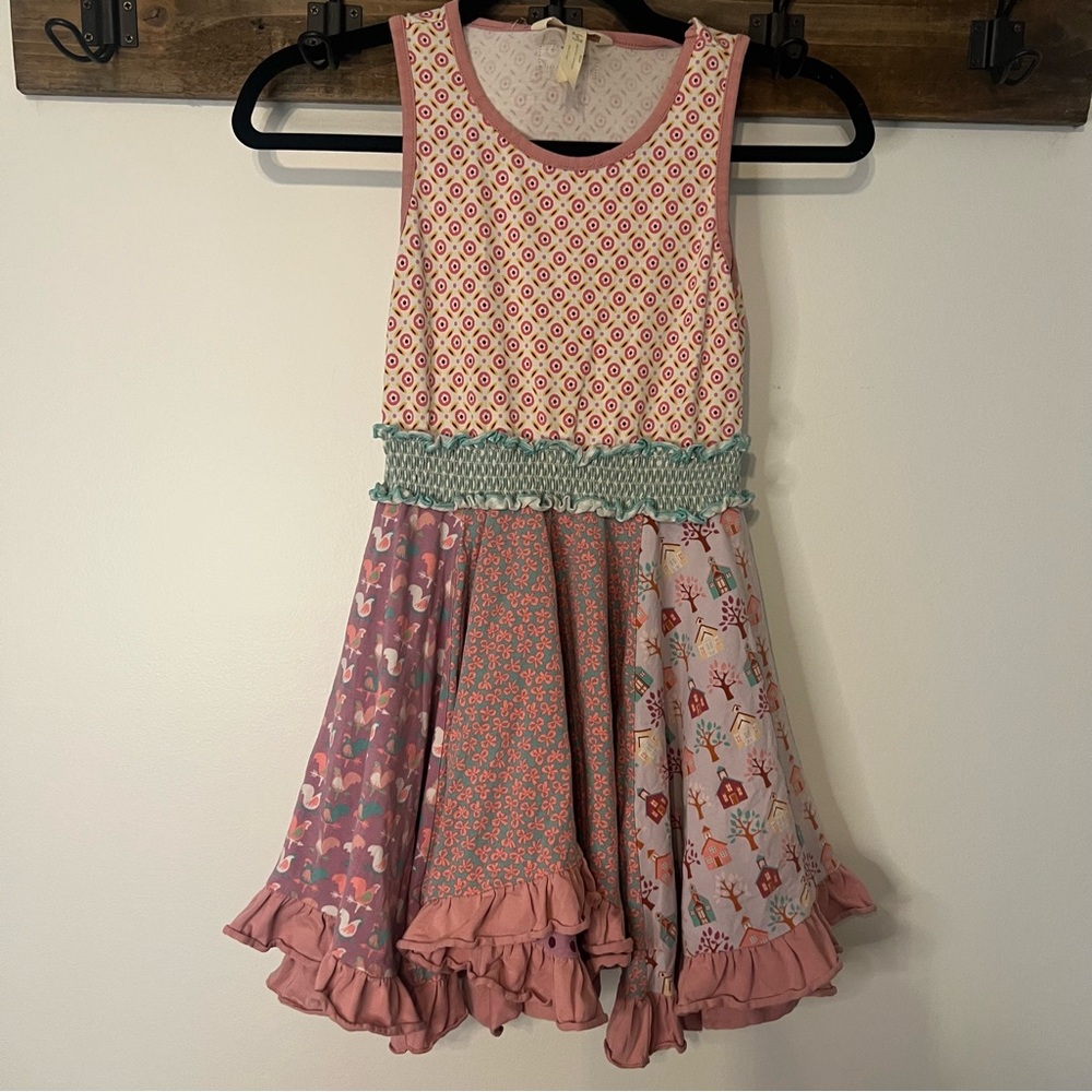 Matilda Jane Dress Girls Size 8 Knot Dress Mixed Print Floral Ruffle Boutique